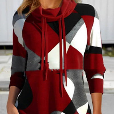 Women's Fashion Printing Turtleneck Sweater