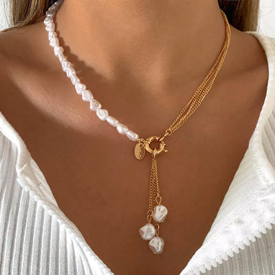 Elegant Pearl Tassel Necklace Pendant
