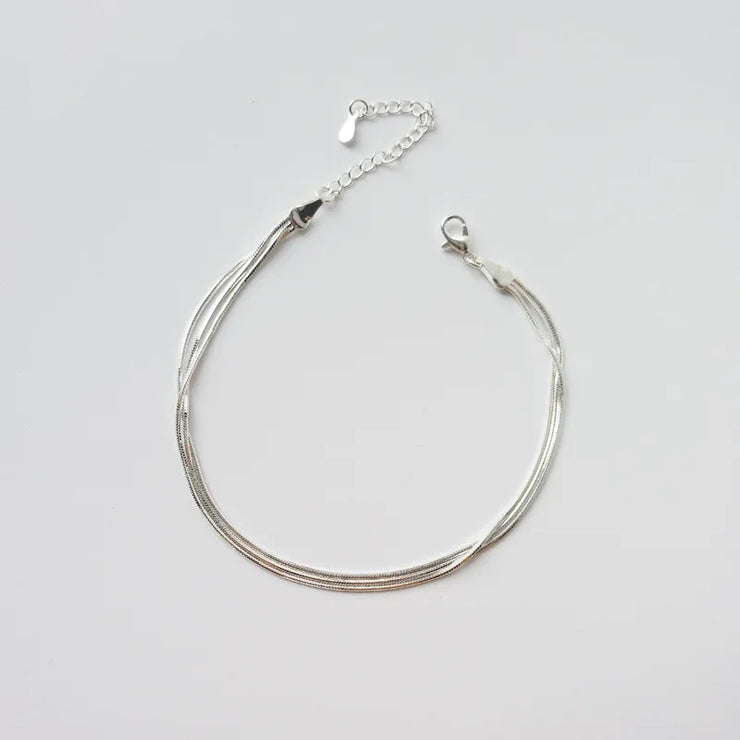 Silver Triple Layered Anklet