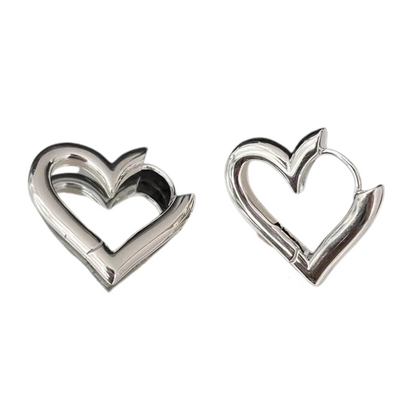 Elegant Silver Heart Dangle Earrings
