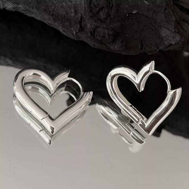 Elegant Silver Heart Dangle Earrings