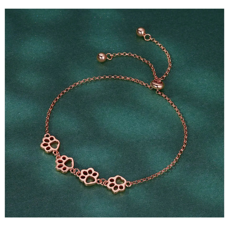 Charming Paw Print Bracelet with Adjustable Band
