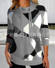 Women's Fashion Printing Turtleneck Sweater